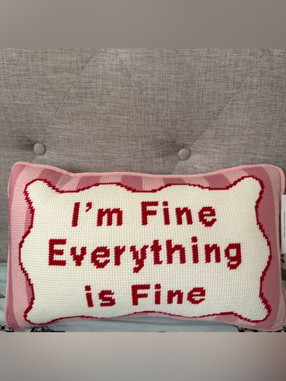 Viral Tik Tok "I'm Fine, Everything is Fine" Hooked Pillow NWT